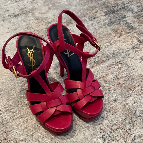 Yves Saint Laurent High tribute Fuchsia Strappy Heels size 34,5 - Picture 2 of 8